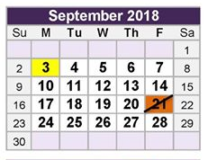 District School Academic Calendar for Academy At Carrie F Thomas for September 2018