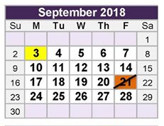 District School Academic Calendar for Green Valley Elementary for September 2018