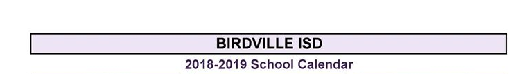 District School Academic Calendar for Birdville High School