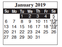 District School Academic Calendar for Resaca Elementary for January 2019