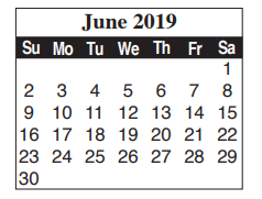 District School Academic Calendar for Garden Park Elementary for June 2019