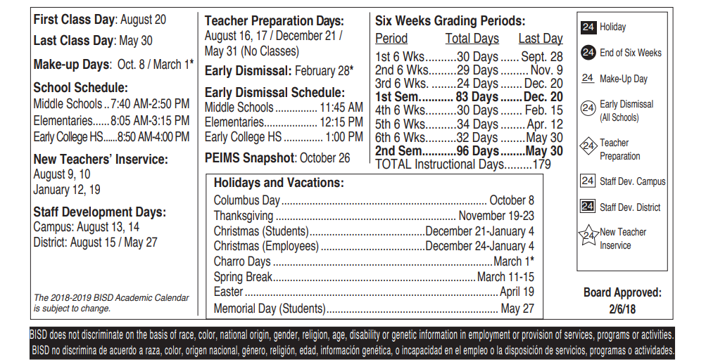 District School Academic Calendar Key for Del Castillo Elementary