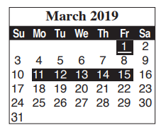 District School Academic Calendar for Benavides Elementary for March 2019