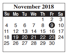 District School Academic Calendar for Burns Elementary for November 2018