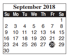 District School Academic Calendar for Russell Elementary for September 2018