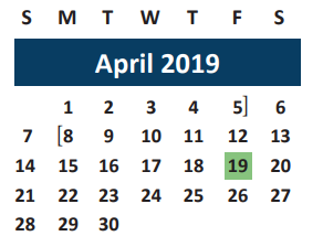 District School Academic Calendar for Fannin Elementary for April 2019