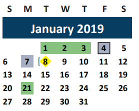 District School Academic Calendar for Crockett Elementary for January 2019