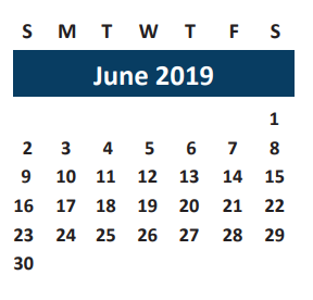 District School Academic Calendar for Jane Long for June 2019