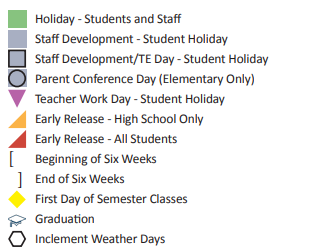 District School Academic Calendar Legend for Brazos County Jjaep