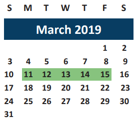 District School Academic Calendar for Ace Campus for March 2019