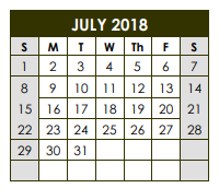 District School Academic Calendar for Blalack Middle School for July 2018