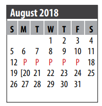 District School Academic Calendar for Art And Pat Goforth Elementary Sch for August 2018