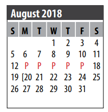 District School Academic Calendar for Galveston Co Jjaep for August 2018