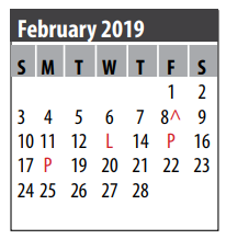 District School Academic Calendar for Walter Hall Elementary for February 2019