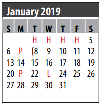 District School Academic Calendar for Art And Pat Goforth Elementary Sch for January 2019