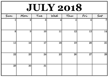 District School Academic Calendar for Bay Elementary for July 2018