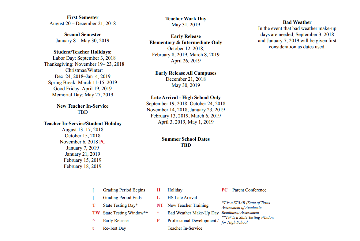 District School Academic Calendar Key for Victory Lakes Intermediate