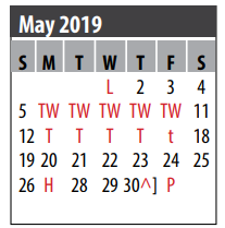 District School Academic Calendar for Margaret S Mcwhirter Elementary for May 2019