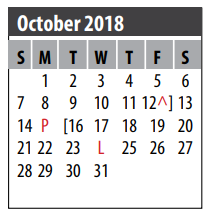 District School Academic Calendar for Lloyd R Ferguson Elementary for October 2018