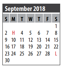 District School Academic Calendar for Brookside Intermediate for September 2018