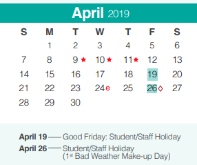 District School Academic Calendar for Smithson Valley High School for April 2019