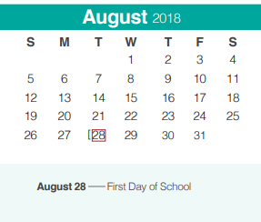 District School Academic Calendar for Spring Branch Middle for August 2018