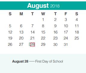 District School Academic Calendar for Rebecca Creek Elementary School for August 2018