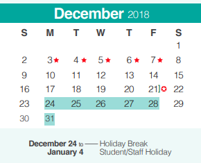 District School Academic Calendar for Bill Brown Elementary School for December 2018