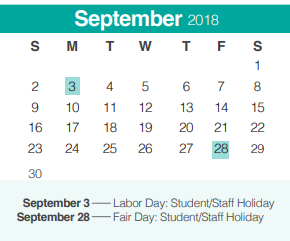 District School Academic Calendar for Church Hill Middle School for September 2018