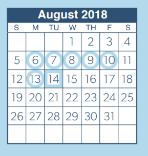 District School Academic Calendar for Armstrong Elementary for August 2018