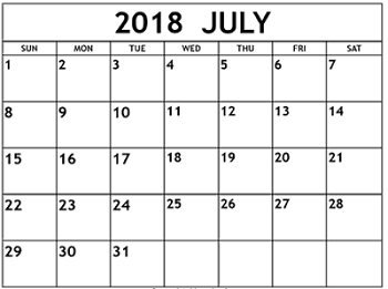 District School Academic Calendar for Flex 11 for July 2018