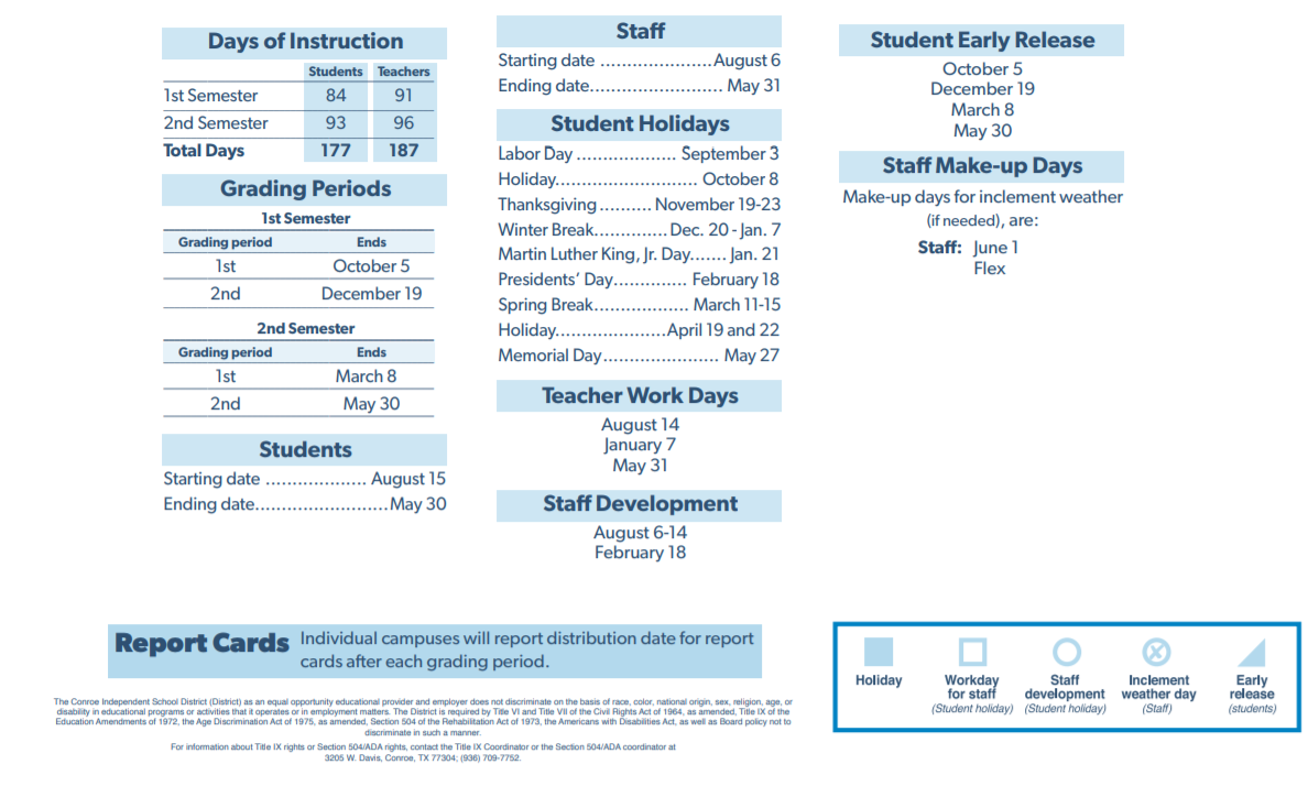 District School Academic Calendar Key for C D York Junior High