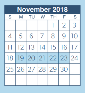 District School Academic Calendar for New Oak Ridge Intermediate for November 2018