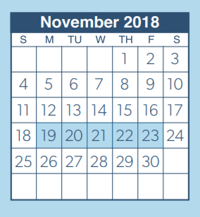 District School Academic Calendar for Knox Junior High School for November 2018