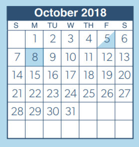 District School Academic Calendar for W L Hauke Alter Ed for October 2018