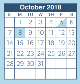 District School Academic Calendar for Oak Ridge Elementary for October 2018