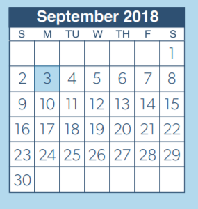 District School Academic Calendar for W L Hauke Alter Ed for September 2018