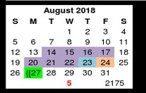 District School Academic Calendar for Wilson Elementary School for August 2018