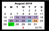 District School Academic Calendar for Smith Elementary School for August 2018