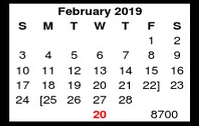 District School Academic Calendar for Baker Middle School for February 2019