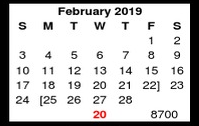 District School Academic Calendar for Student Learning And Guidance Cent for February 2019