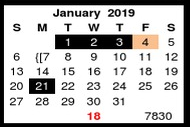 District School Academic Calendar for Student Learning And Guidance Cent for January 2019