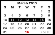 District School Academic Calendar for Student Learning And Guidance Cent for March 2019
