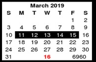 District School Academic Calendar for South Park Middle for March 2019