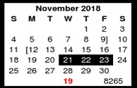 District School Academic Calendar for Grant Middle School for November 2018