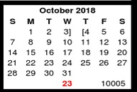 District School Academic Calendar for Evans Ses for October 2018