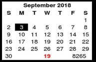 District School Academic Calendar for Student Learning And Guidance Cent for September 2018