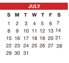 District School Academic Calendar for Crowley Middle for July 2018