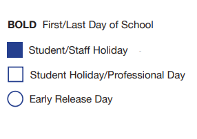 District School Academic Calendar Legend for J A Hargrave Elementary