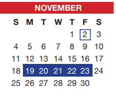 District School Academic Calendar for Sidney H Poynter for November 2018